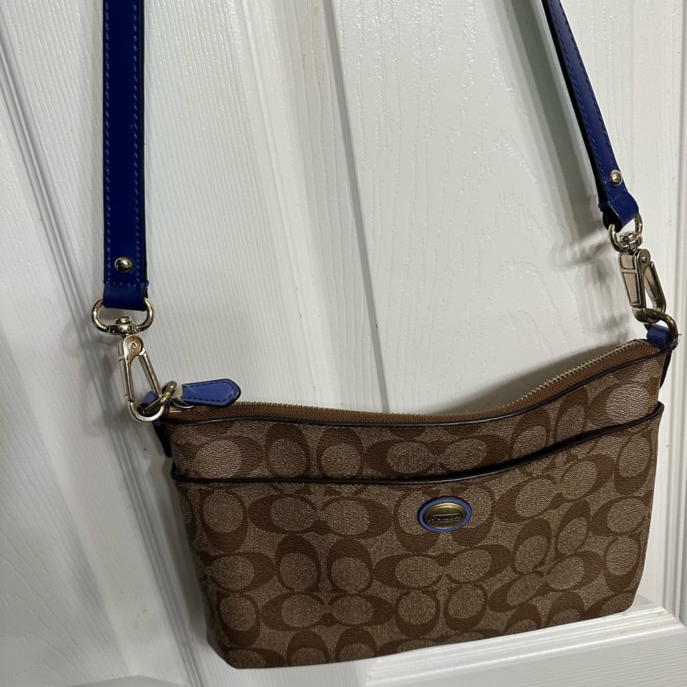 Coach Brown and Blue Crossbody Bag